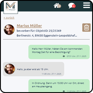 Chat mit den Bewerbern