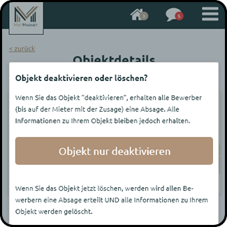 Inserat deaktivieren (Mieter gefunden)
