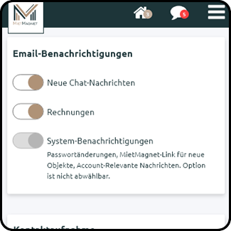 Einstellungen - Rechnungsversand per Email